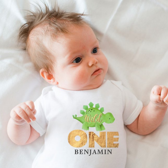 Personalized WILD ONE Dinosaur First Birthday Baby Bodysuit (Creator Uploaded)