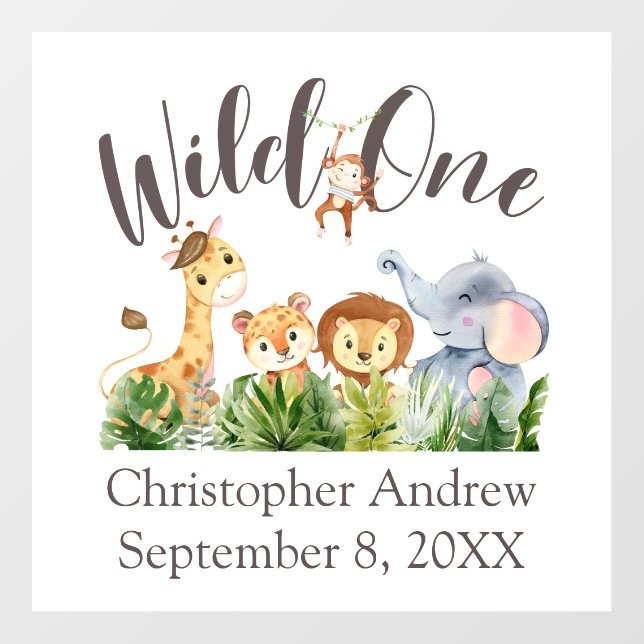 Personalized Wild One First Birthday Gift Nursery Wall Decal (Front)