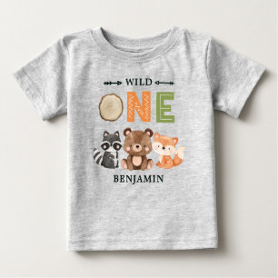 Personalized WILD ONE First Forest Birthday Baby T Baby T-Shirt