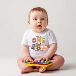 Personalized WILD ONE First Forest Birthday Baby T-Shirt