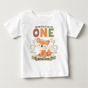 Personalized WILD ONE First Forest Fox Baby T-Shirt