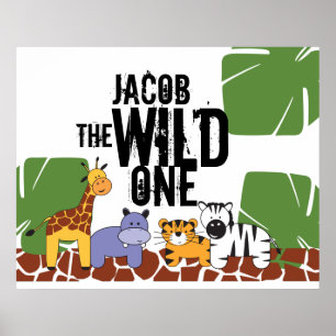 Personalized Wild One Poster, Safari Animals Poster