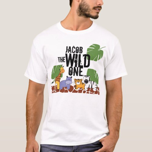 Personalized WILD ONE Safari Birthday Dad T_Shirt
