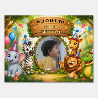 Personalized Wild One Safari Birthday Welcome Sign