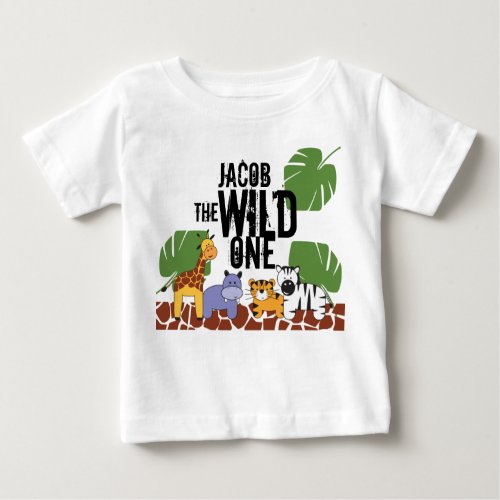 Personalized WILD ONE Safari First Birthday Baby T_Shirt