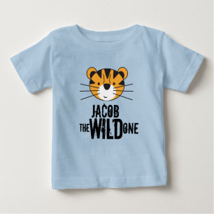 Personalized WILD ONE Tiger First Birthday Baby T-Shirt