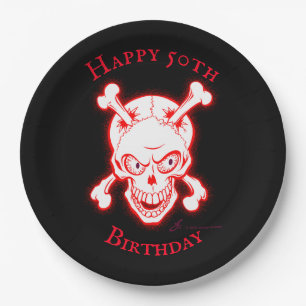 Personalized Wild Red Skull Paper Plates