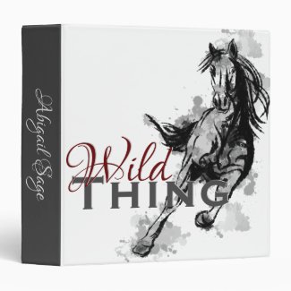 Personalized Wild Thing Galloping Horse 3 Ring Binder