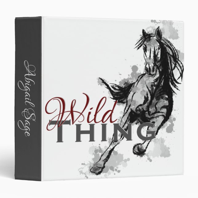 Personalized Wild Thing Galloping Horse 3 Ring Binder (Front/Spine)