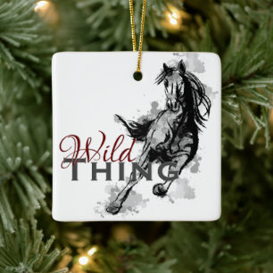 Personalized Wild Thing Galloping Horse Christmas Ceramic Ornament