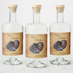 Personalized Wild Turkey Merry Christmas Liquor Bottle Label