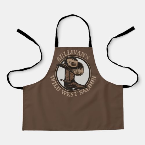 Personalized Wild West Saloon Western Cowboy Boots Apron