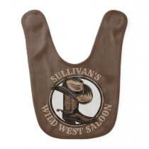 Personalized Wild West Saloon Western Cowboy Boots Baby Bib