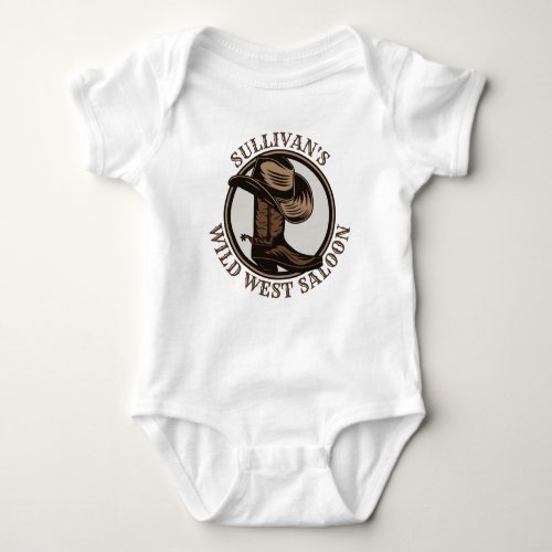 Personalized Wild West Saloon Western Cowboy Boots Baby Bodysuit