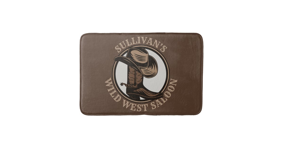 Personalized Wild West Saloon Western Cowboy Boots Bath Mat Zazzle
