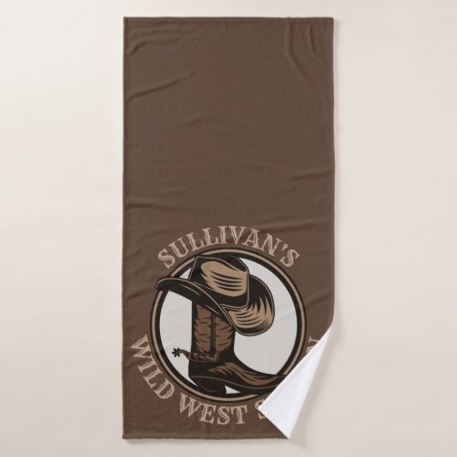Personalized Wild West Saloon Western Cowboy Boots Bath Towel Set