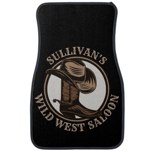 Personalized Wild West Saloon Western Cowboy Boots Car Floor Mat