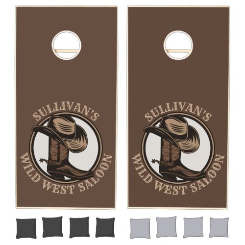 Personalized Wild West Saloon Western Cowboy Boots Cornhole Set
