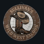 Personalized Wild West Saloon Western Cowboy Boots Dart Board<br><div class="desc">Customizable NAME Western Cowboy Hat,  Boots and Spurs Wild West Saloon Rodeo design. Personalize with your Name or Custom Text!</div>
