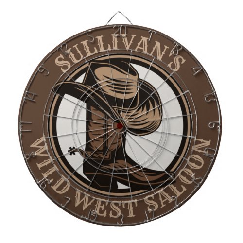 Personalized Wild West Saloon Western Cowboy Boots Dart Board
