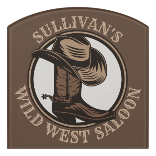 Personalized Wild West Saloon Western Cowboy Boots Door Sign