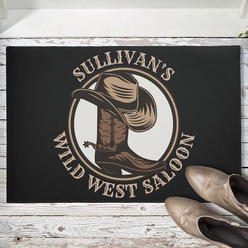 Personalized Wild West Saloon Western Cowboy Boots Doormat
