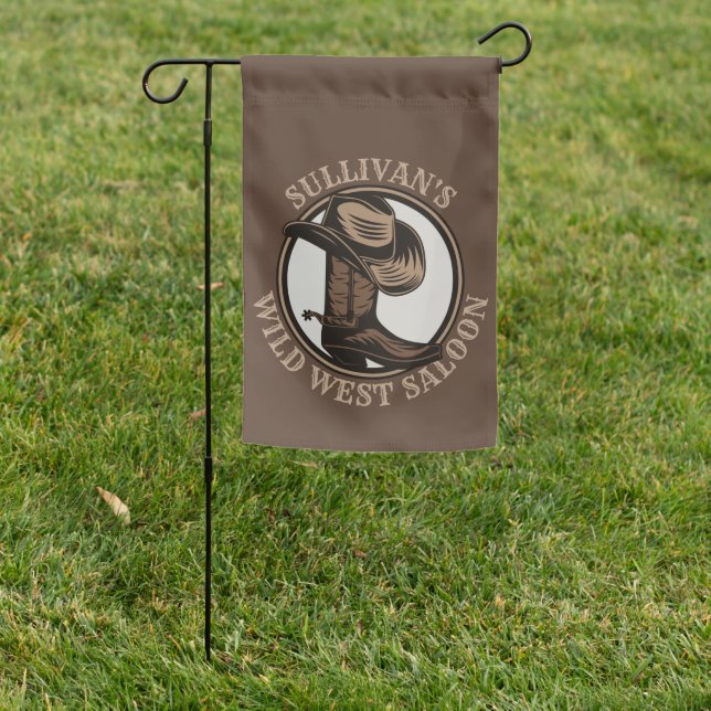 Personalized Wild West Saloon Western Cowboy Boots Garden Flag (In SItu)