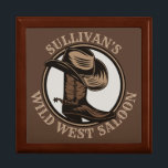 Personalized Wild West Saloon Western Cowboy Boots Gift Box<br><div class="desc">Customizable NAME Western Cowboy Hat,  Boots and Spurs Wild West Saloon Rodeo design. Personalize with your Name or Custom Text!</div>