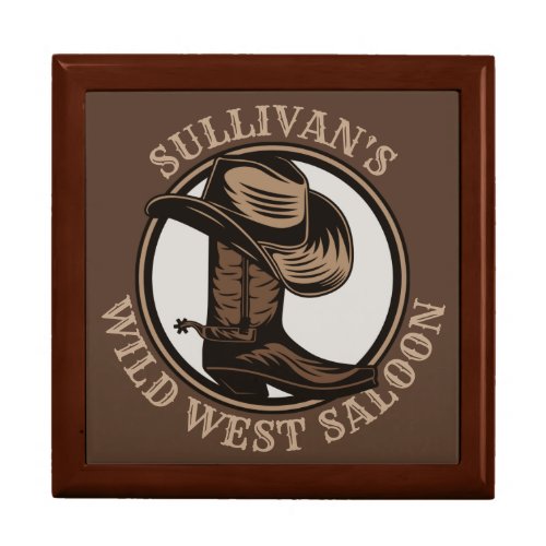 Personalized Wild West Saloon Western Cowboy Boots Gift Box