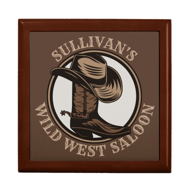 Personalized Wild West Saloon Western Cowboy Boots Gift Box (Front)