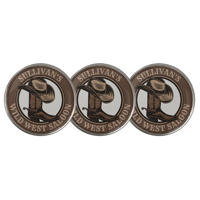 Personalized Wild West Saloon Western Cowboy Boots Golf Ball Marker (Creator Uploaded)
