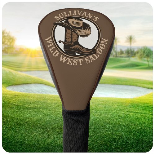 Personalized Wild West Saloon Western Cowboy Boots Golf Head Cover