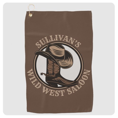 Personalized Wild West Saloon Western Cowboy Boots Golf Towel