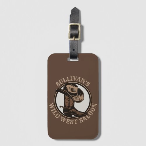 Personalized Wild West Saloon Western Cowboy Boots Luggage Tag
