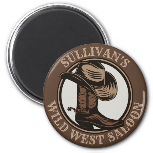 Personalized Wild West Saloon Western Cowboy Boots Magnet