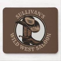 Personalized Wild West Saloon Western Cowboy Boots Mouse Pad