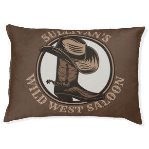 Personalized Wild West Saloon Western Cowboy Boots Pet Bed