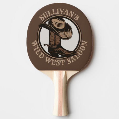 Personalized Wild West Saloon Western Cowboy Boots Ping Pong Paddle