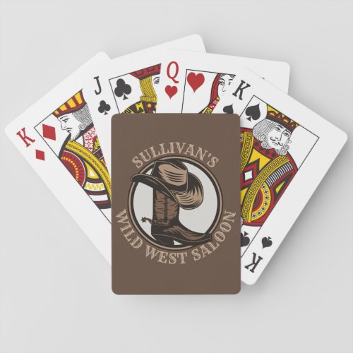 Personalized Wild West Saloon Western Cowboy Boots Playing Cards