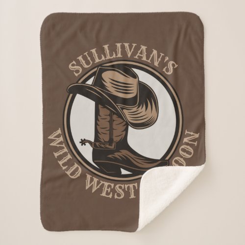 Personalized Wild West Saloon Western Cowboy Boots Sherpa Blanket