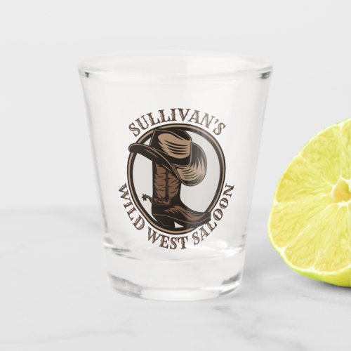 Personalized Wild West Saloon Western Cowboy Boots Shot Glass