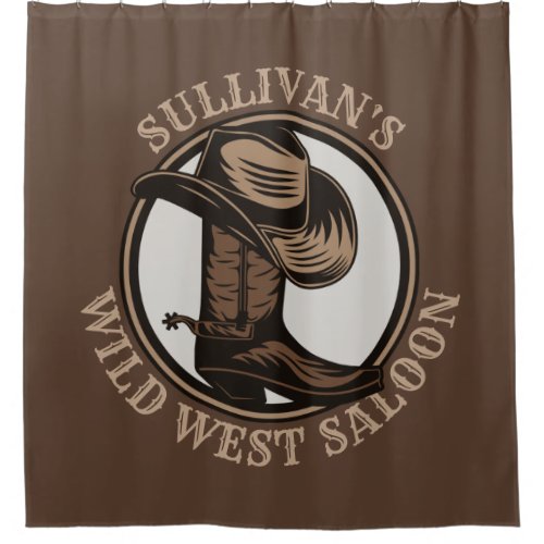 Personalized Wild West Saloon Western Cowboy Boots Shower Curtain