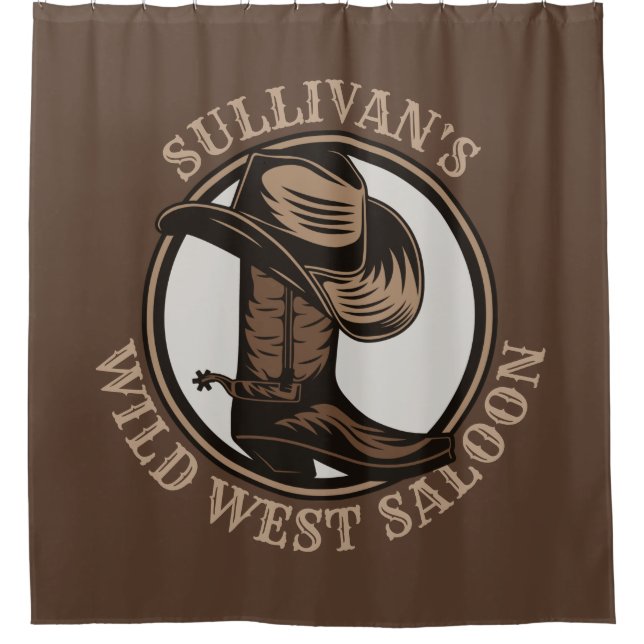 Personalized Wild West Saloon Western Cowboy Boots Shower Curtain (Front)