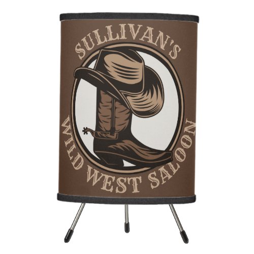 Personalized Wild West Saloon Western Cowboy Boots Tripod Lamp