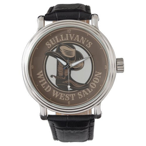 Personalized Wild West Saloon Western Cowboy Boots Watch