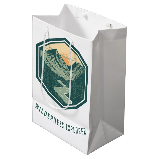 Personalized Wilderness Explorer Mountain S Medium Gift Bag (Front Angled)