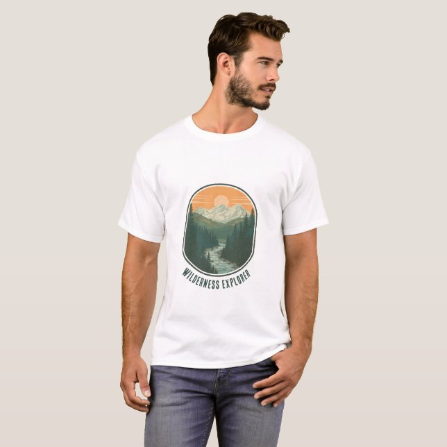 Personalized Wilderness Explorer Retro Mountain  T-Shirt (Front Full)