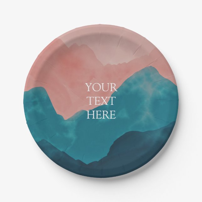 Personalized Wilderness Pink Teal Blue Birthday Paper Plates (Front)