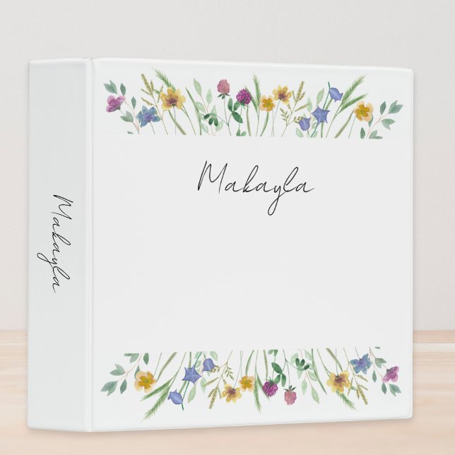 Personalized Wildflower 3 Ring Binder (Creator Uploaded)
