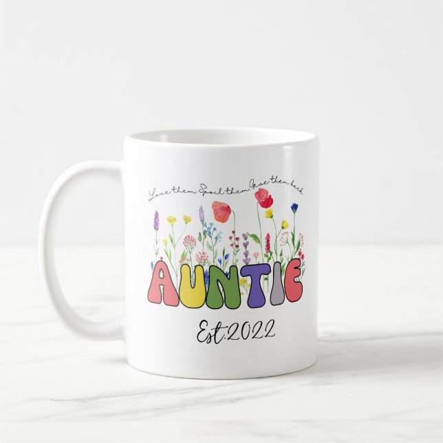Personalized Wildflower Auntie est Coffee Mug (Left)
